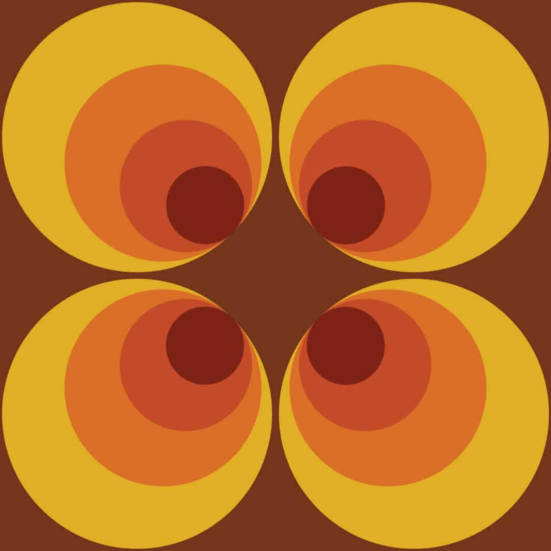A Yellow And Orange Pattern With Three Circles