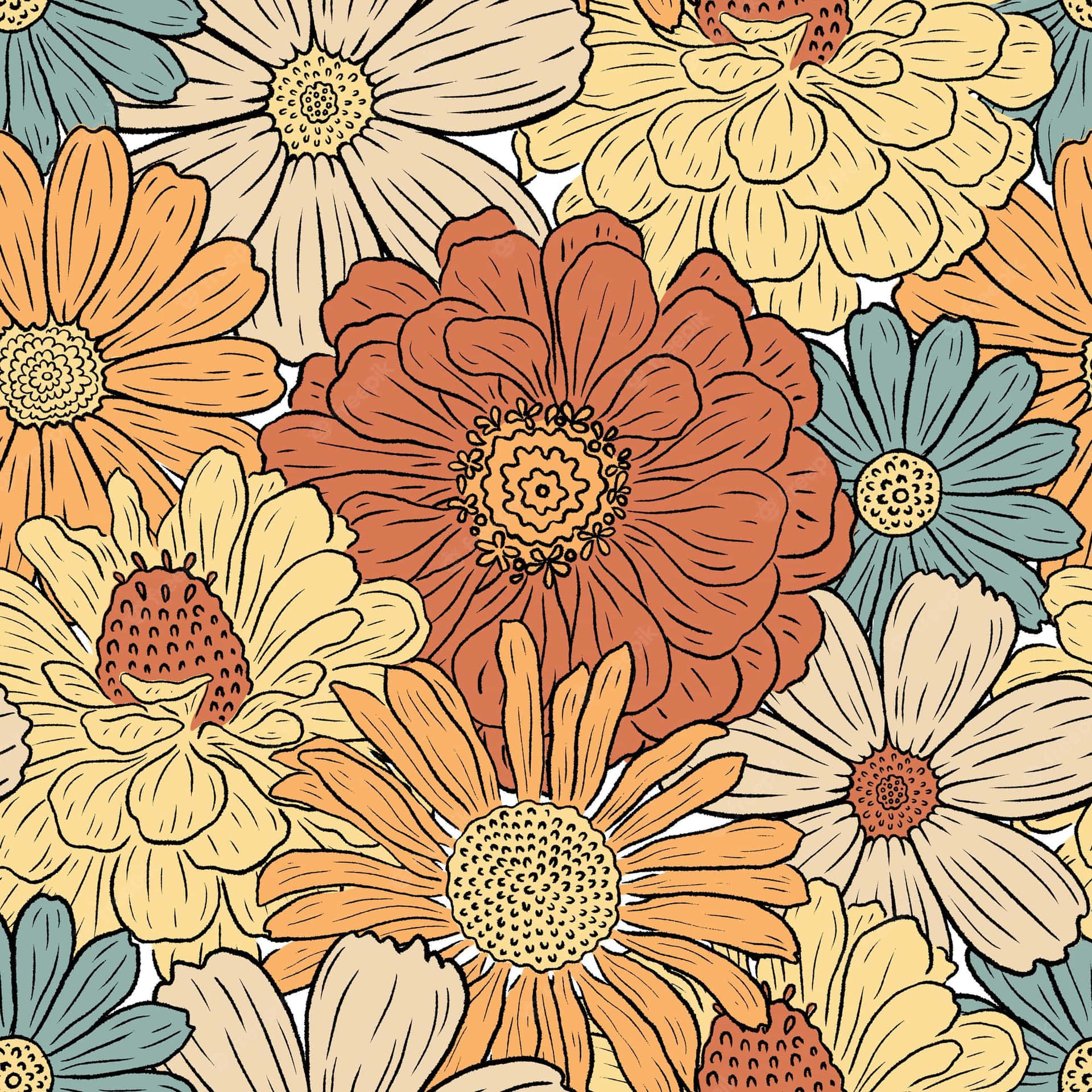 Download Unlock Spring with 70s Floral Wallpaper 
