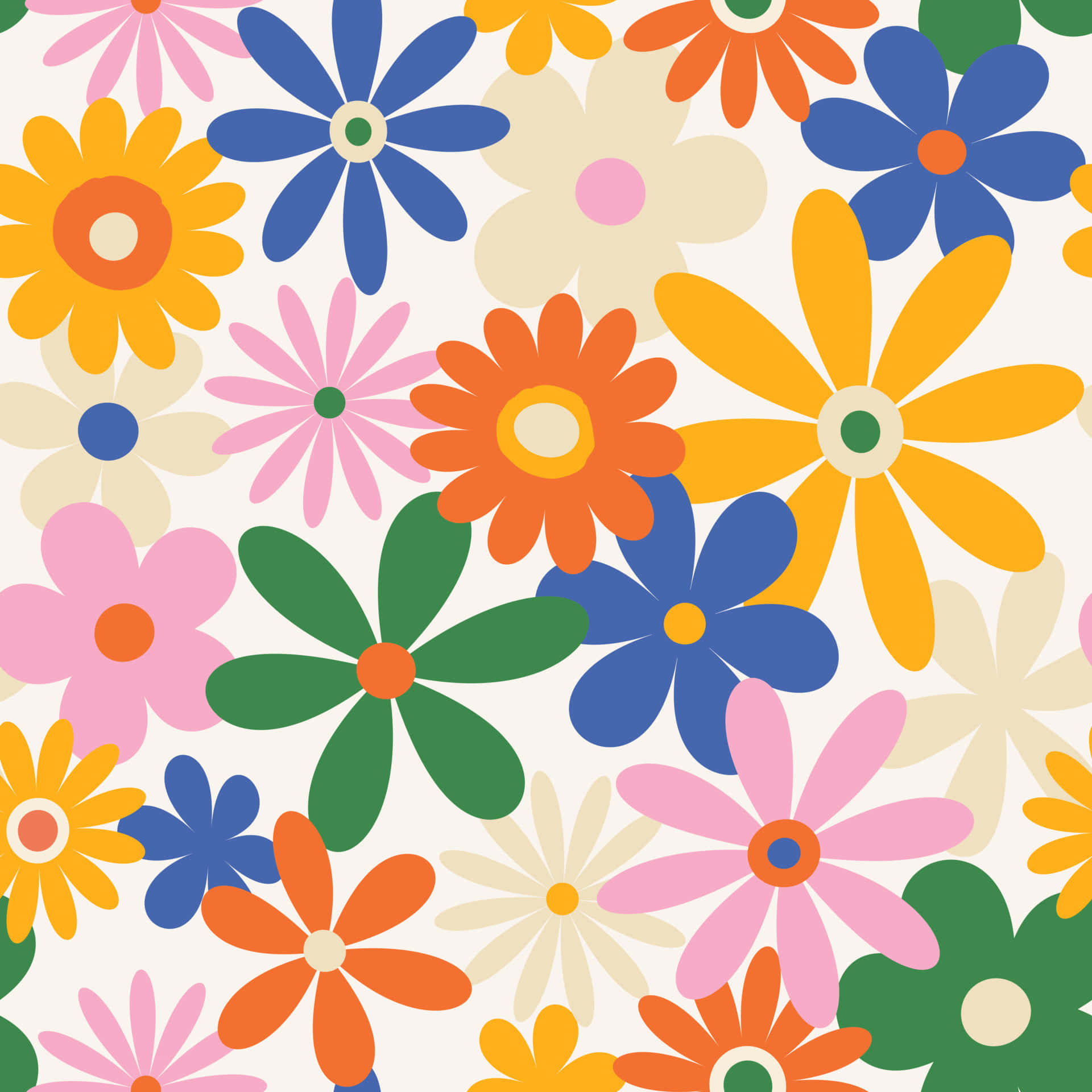 Image Description/ Vibrant Pink 70's Floral Pattern Wallpaper