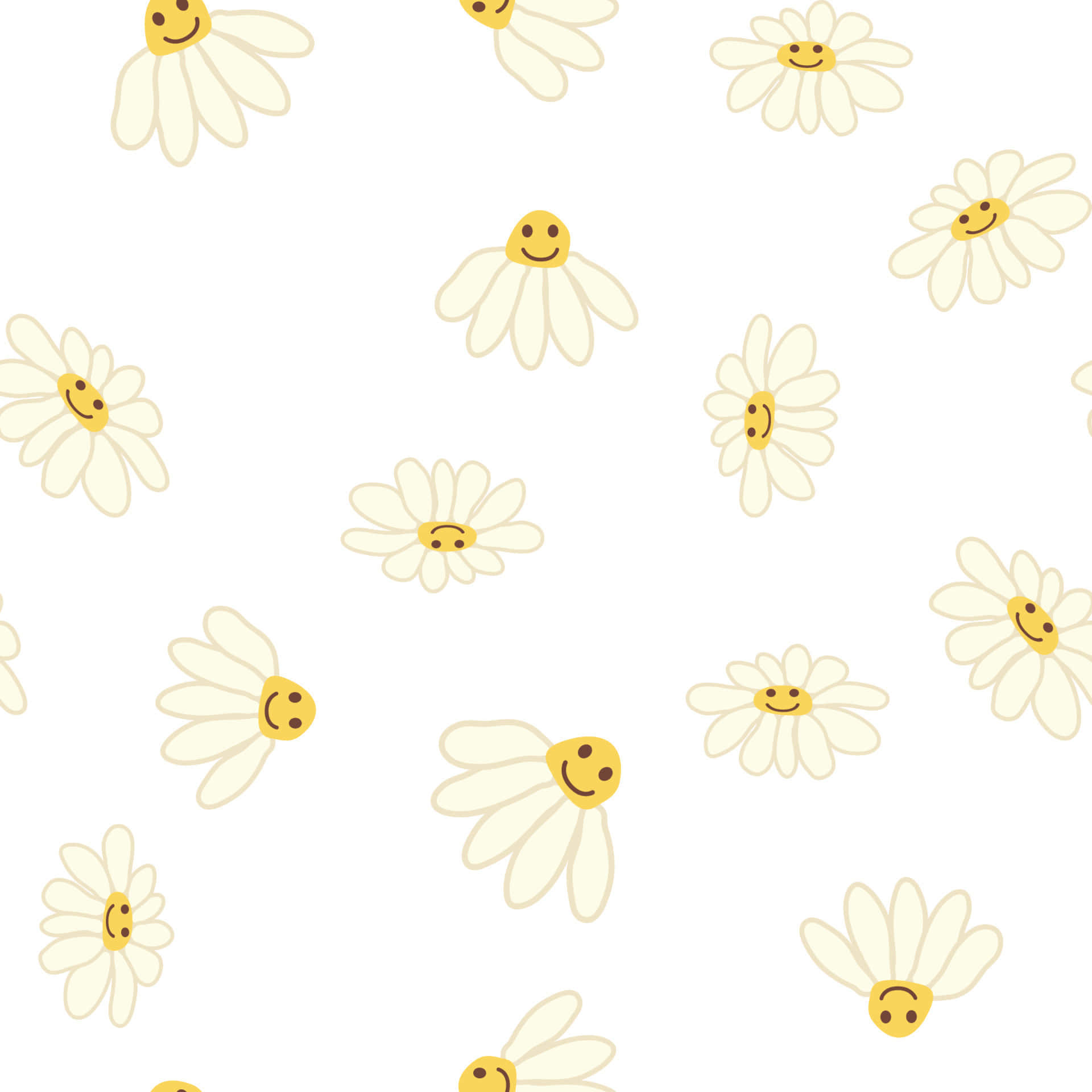 A White Background With Yellow Daisies On It Wallpaper