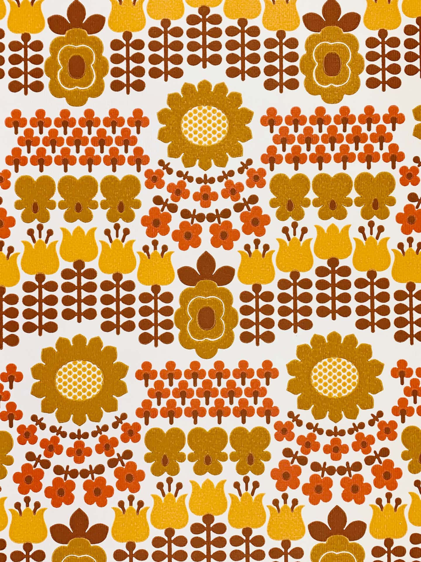 A Yellow And Orange Floral Pattern Wallpaper