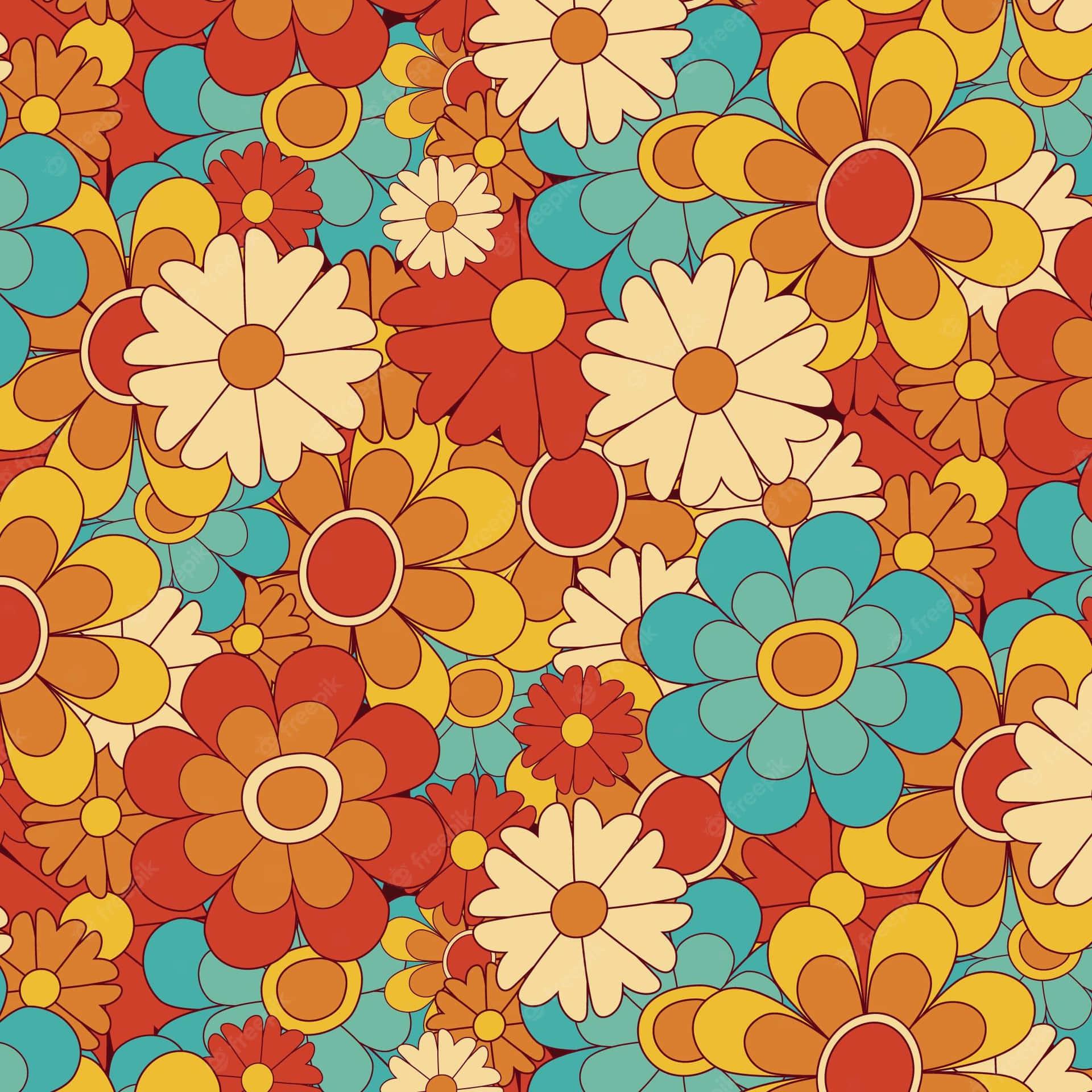 A Colorful Flower Pattern With Many Colors Wallpaper
