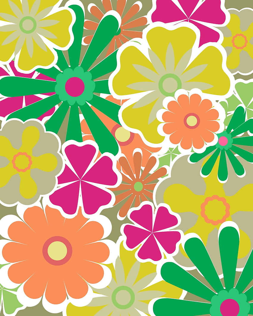 A Colorful Flower Pattern With Many Different Colors Wallpaper