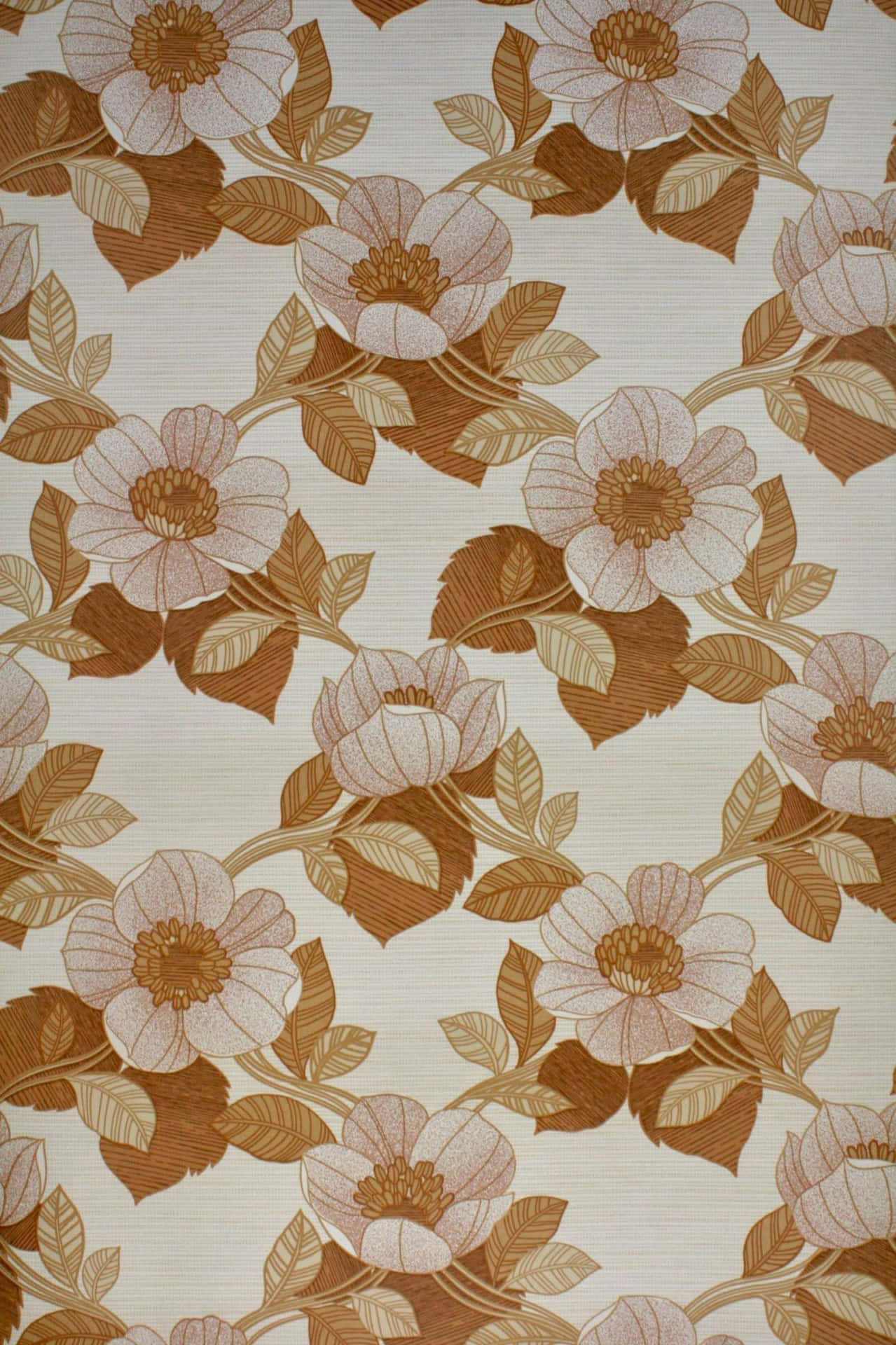 Expressive Floral Design of the 1970s Wallpaper
