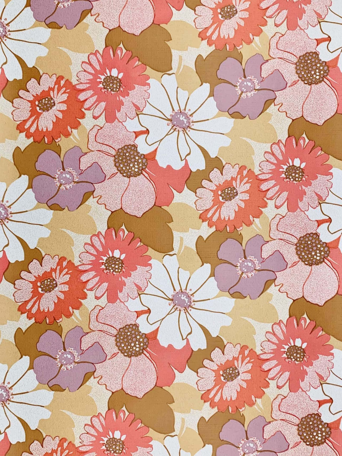 Pastellrosahandyhintergrund Mit 70er Jahre Blumenmuster Wallpaper