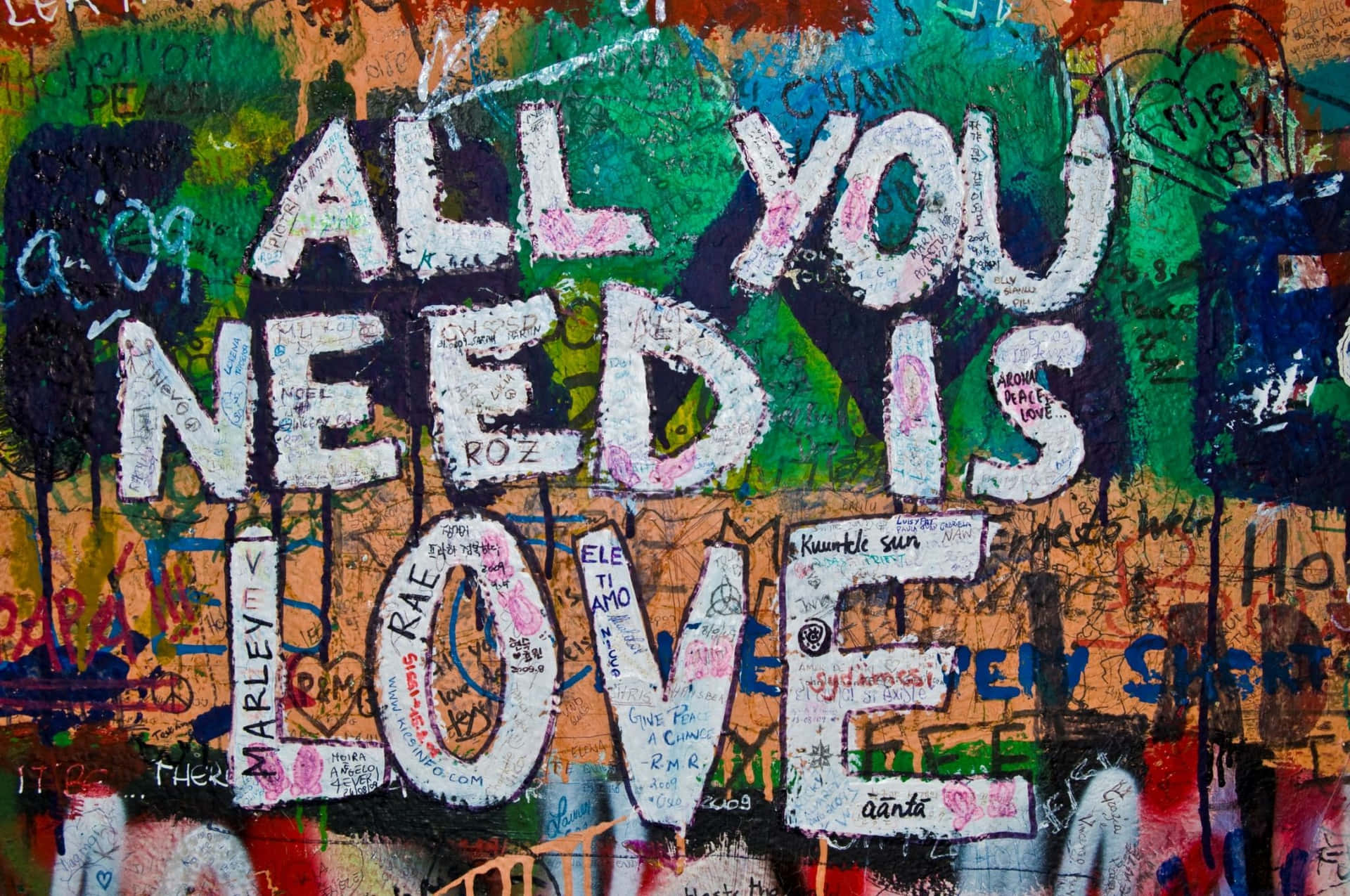 Alltdu Behöver Är Kärlek - Graffitivägg. Wallpaper