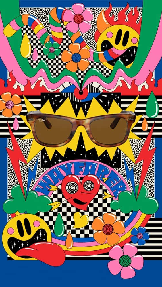 70talets Hippie-färgglada Konst Wallpaper
