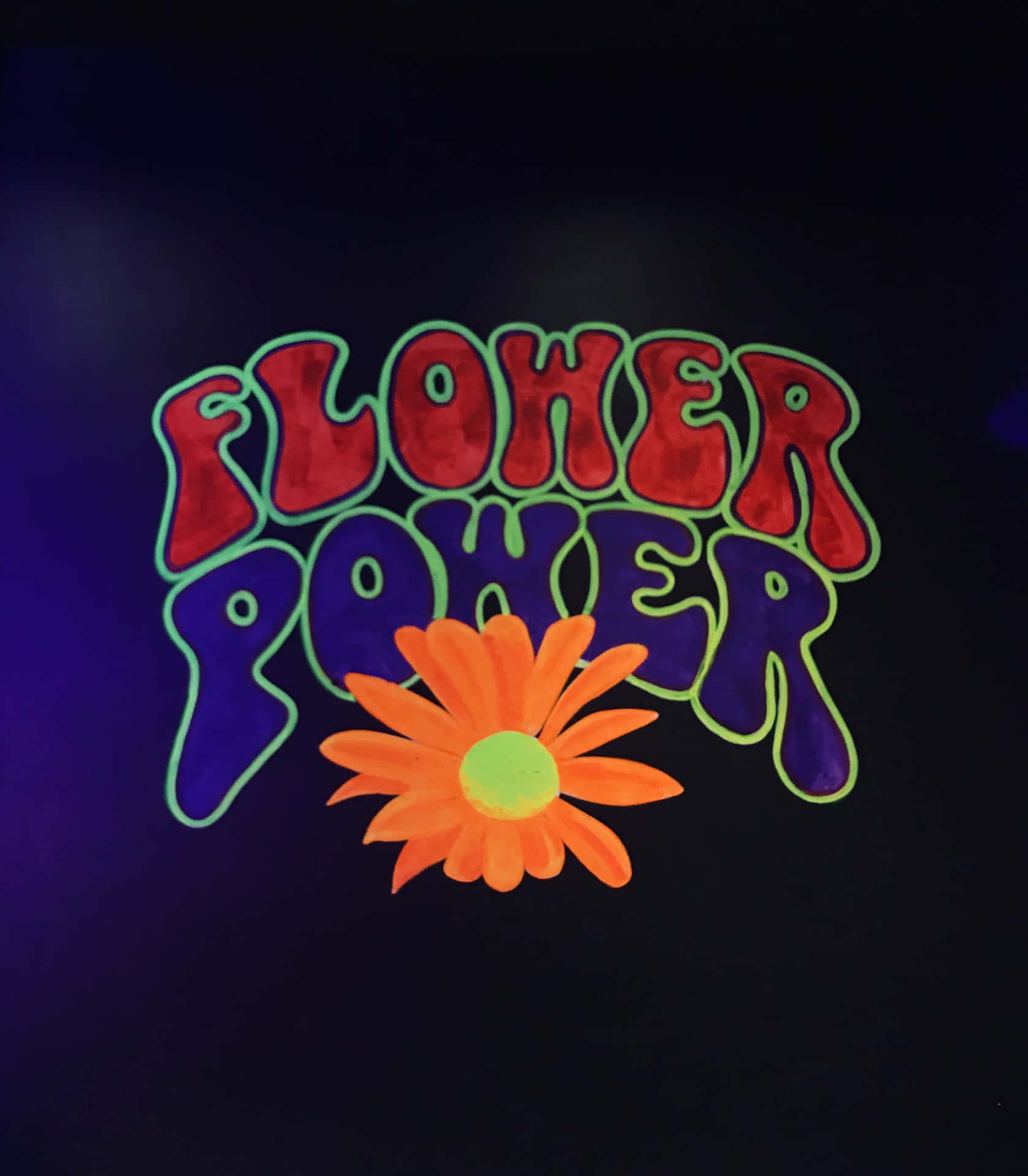Blumenpowerein Neon-schild Mit Einer Blume Wallpaper