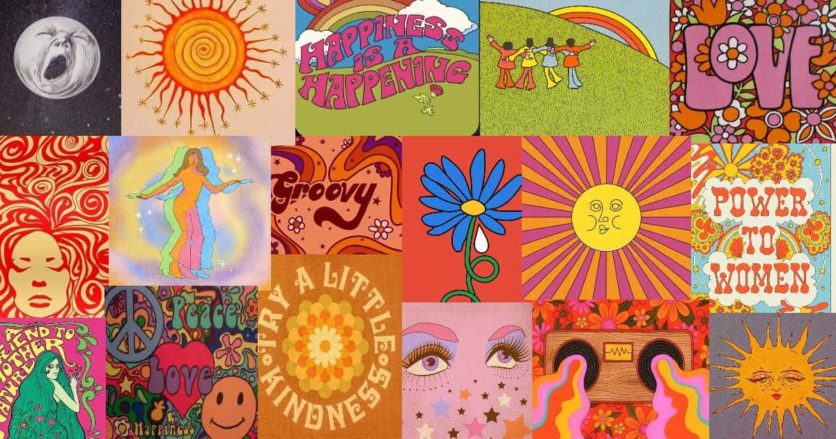 En collage af forskellige psykedeliske billeder Wallpaper