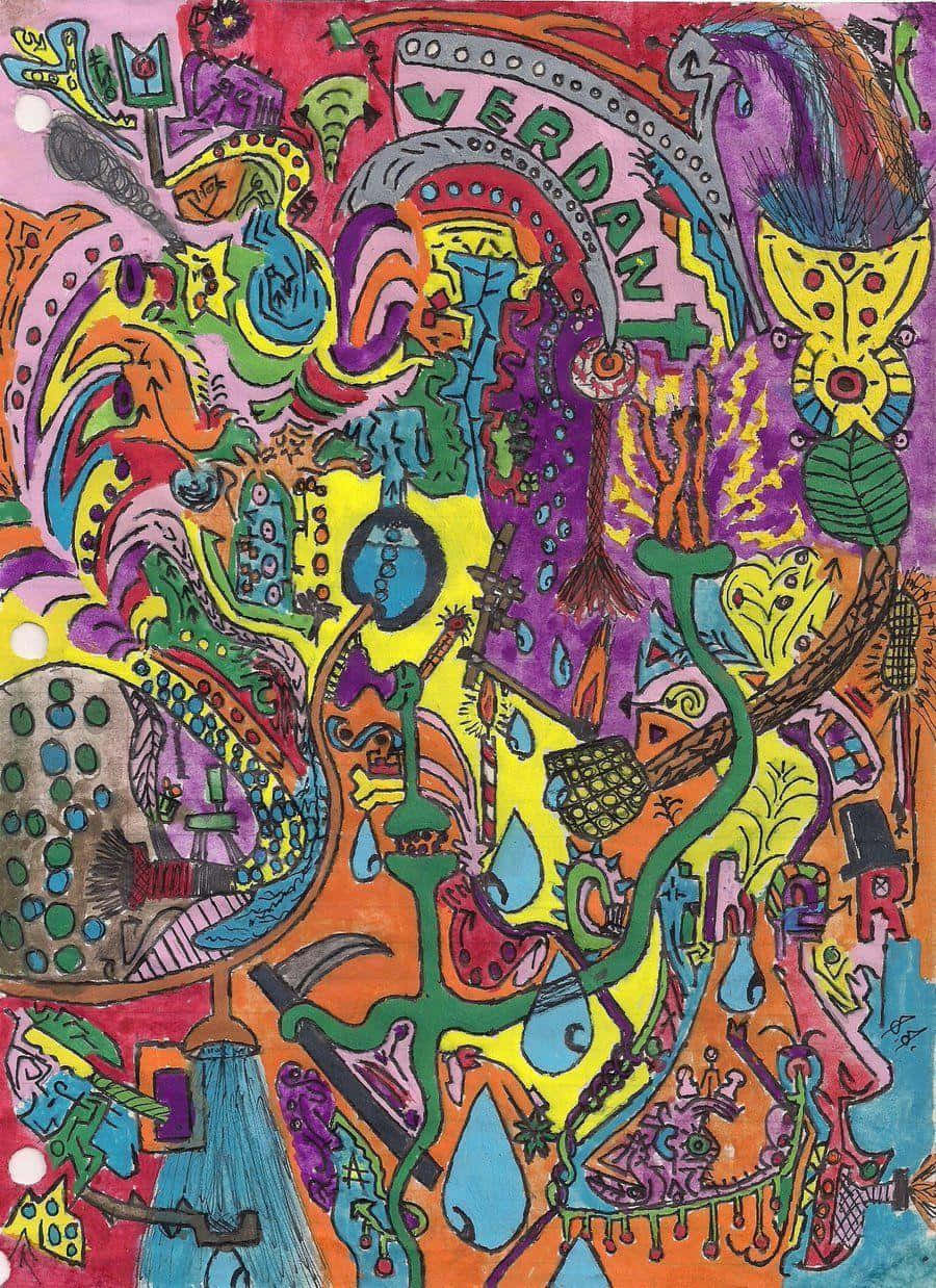 A Colorful Drawing Of A Colorful Drawing Wallpaper