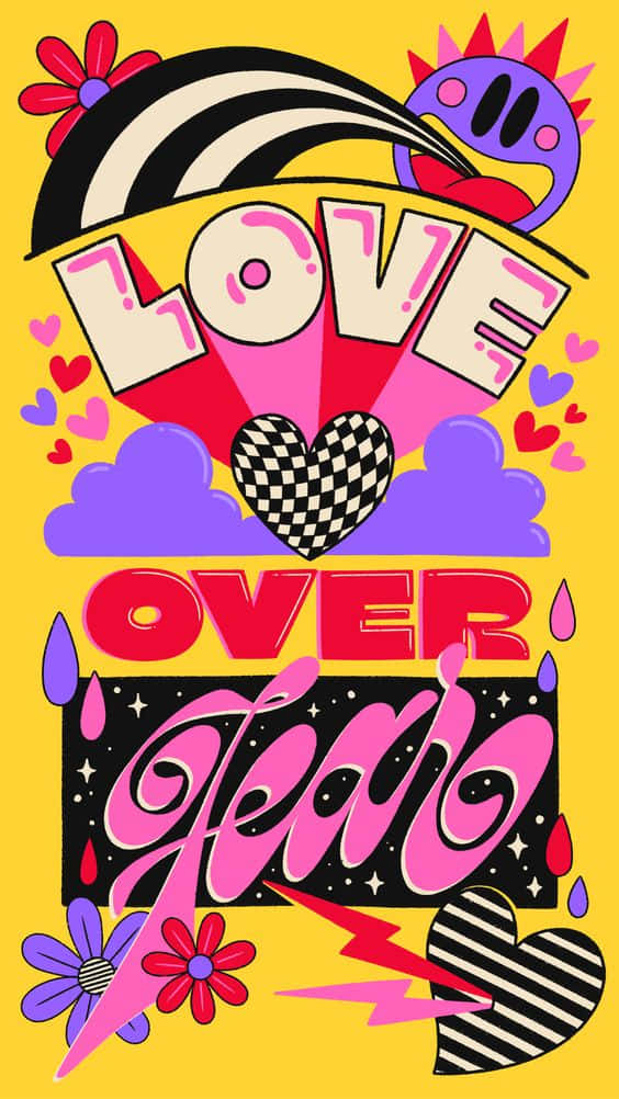70s Hippie Love Fear Wallpaper