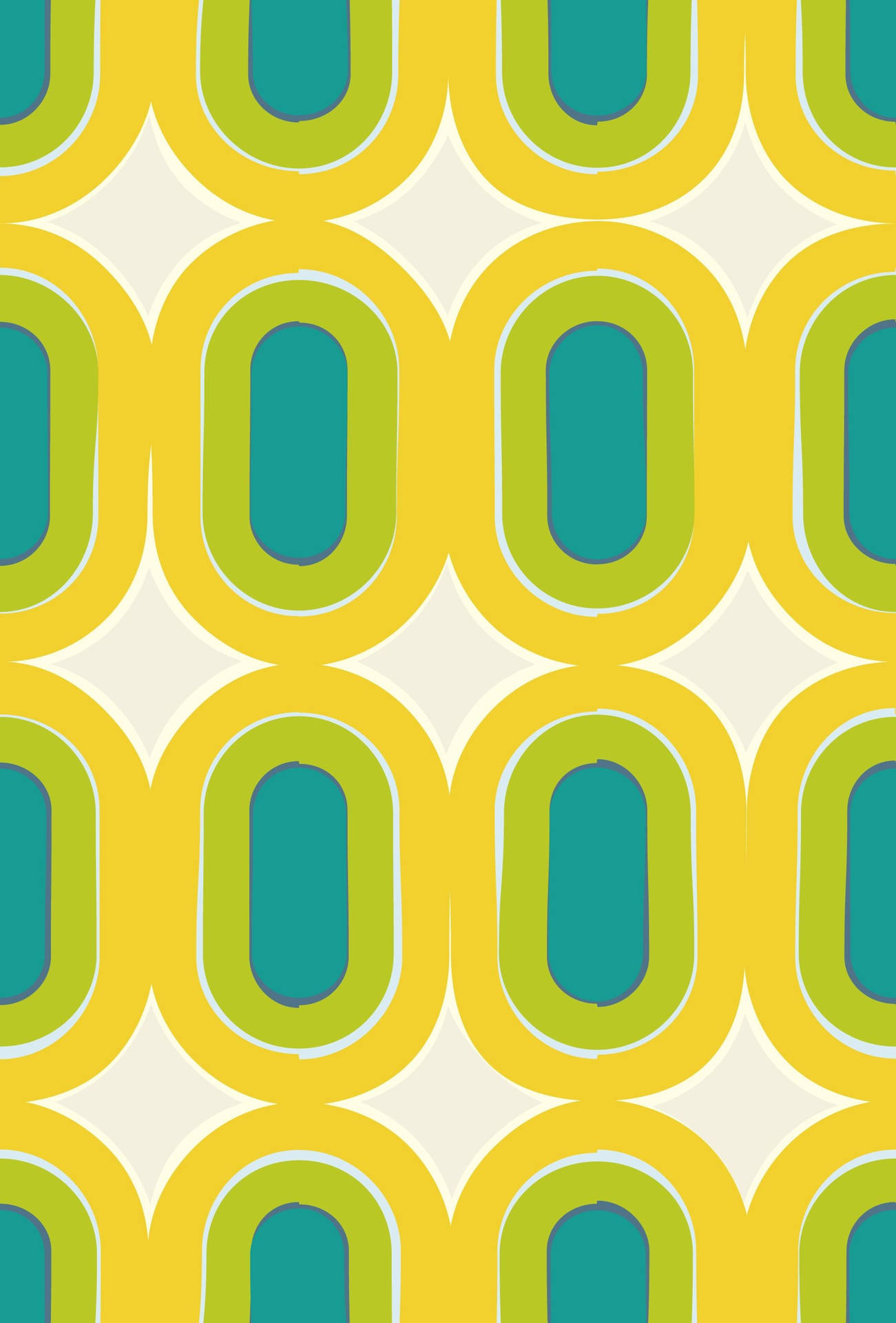 70s Yellow Green Oblong Pattern Wallpaper