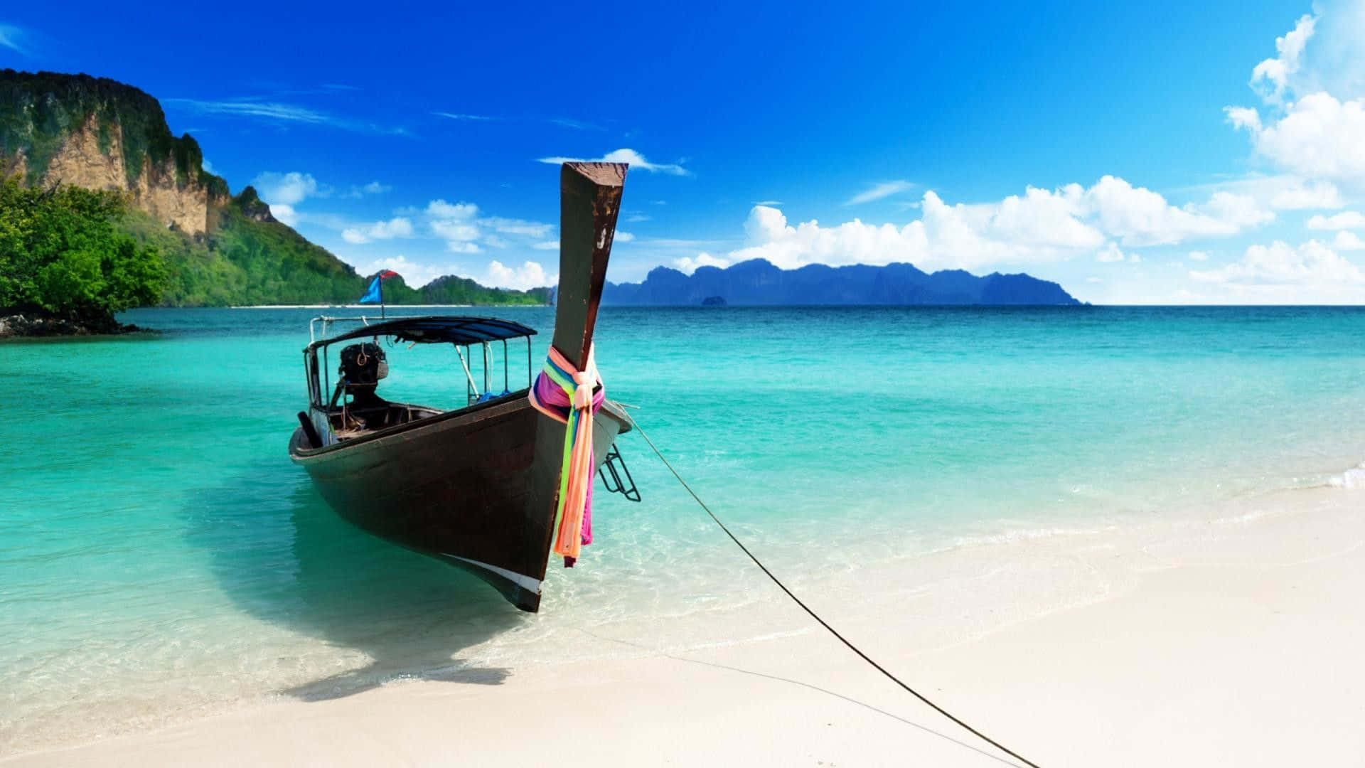 Sfondospiaggia Con Barca Di Sabbia - 720p