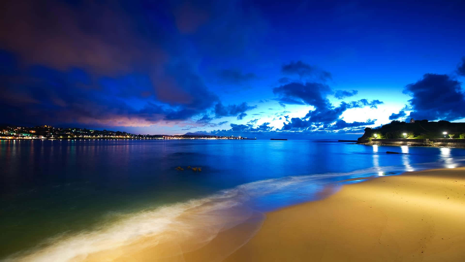 Fondode Pantalla De Playa Nocturna En Saint Jean En 720p