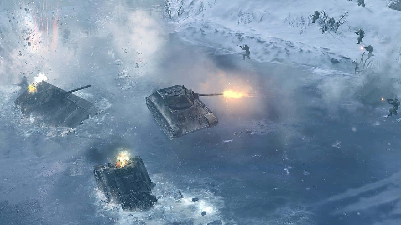 A Screenshot Of A Battle In The Snow