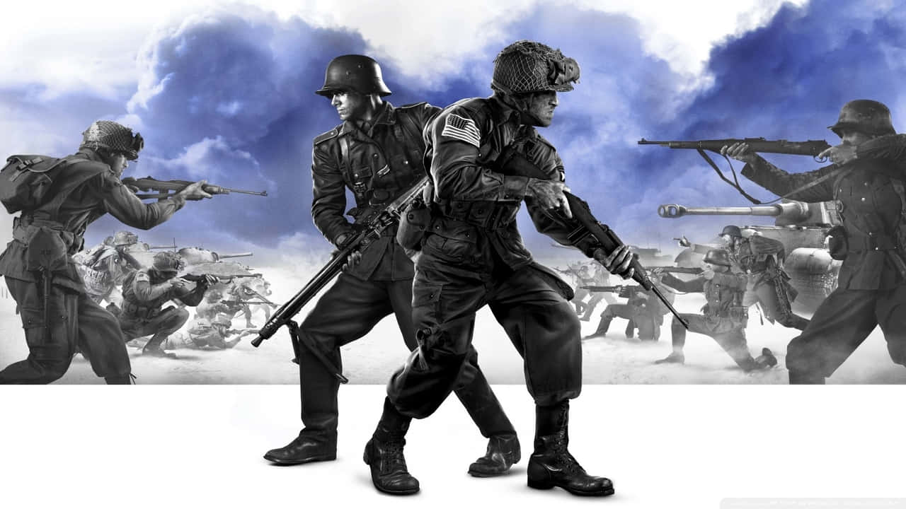 A Group Of Soldiers Are Standing In Front Of A Cloud