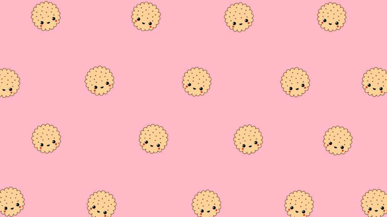 A Pink Background With A Cute Kawaii Pattern