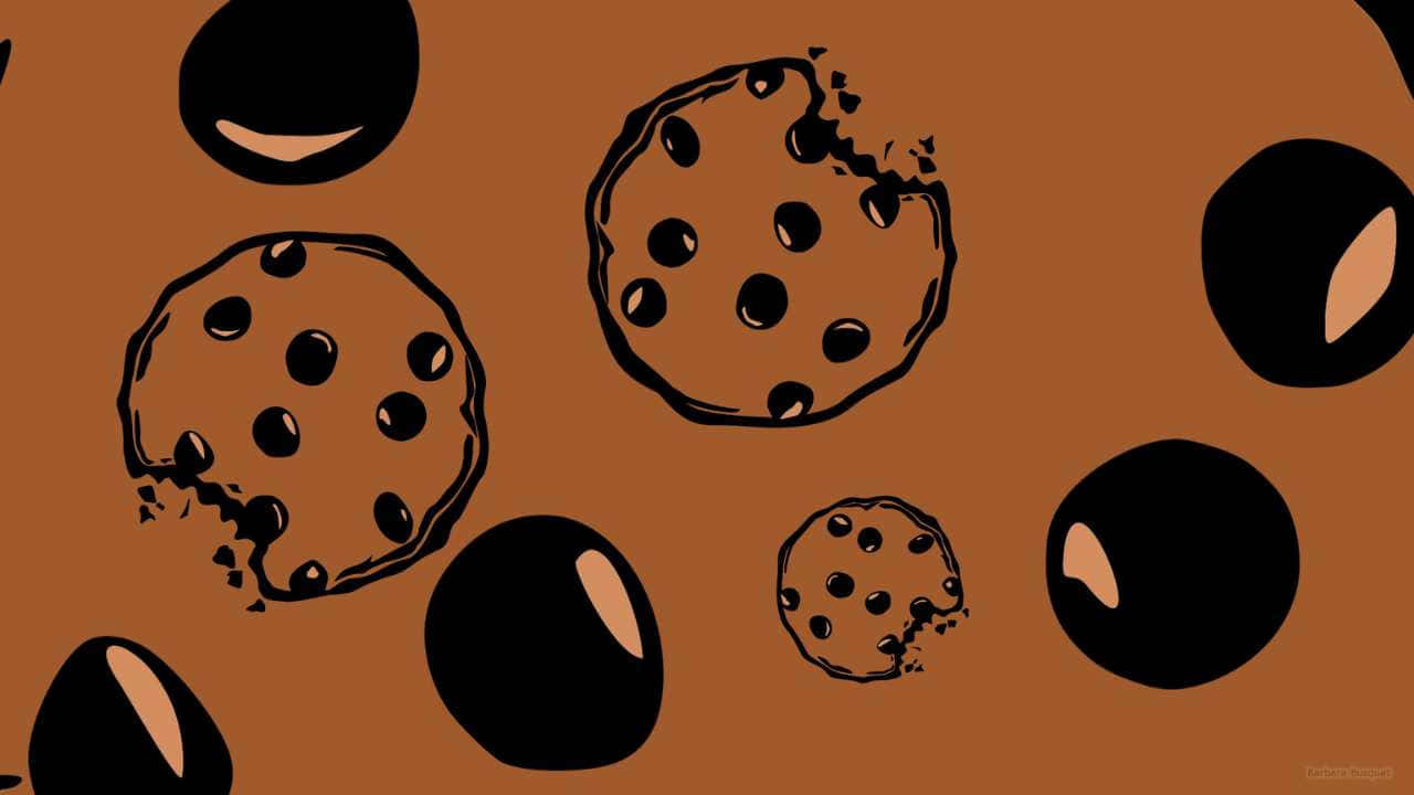 A Black And Brown Drawing Of Cookies
