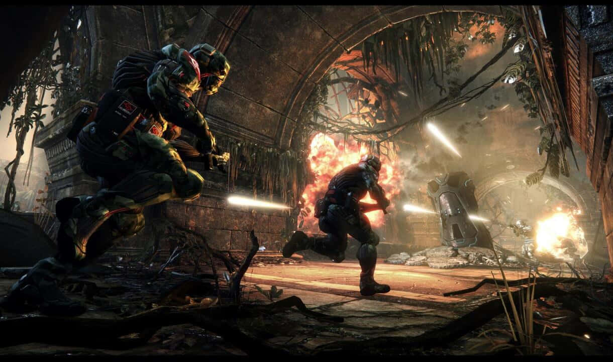 A Screenshot Of A Video Game With Two Characters Running Through A Tunnel
