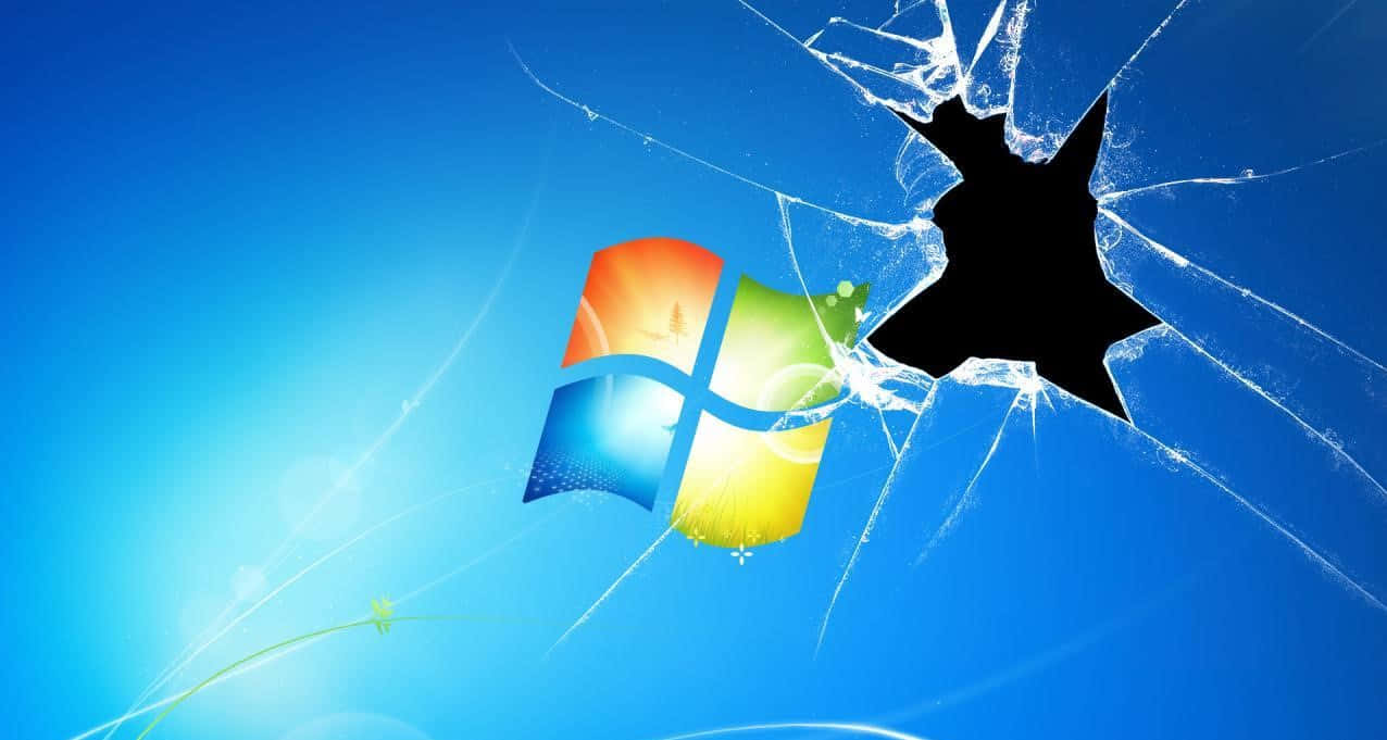 Windows Logo On Cracked Screen 720p Desktop PC Background