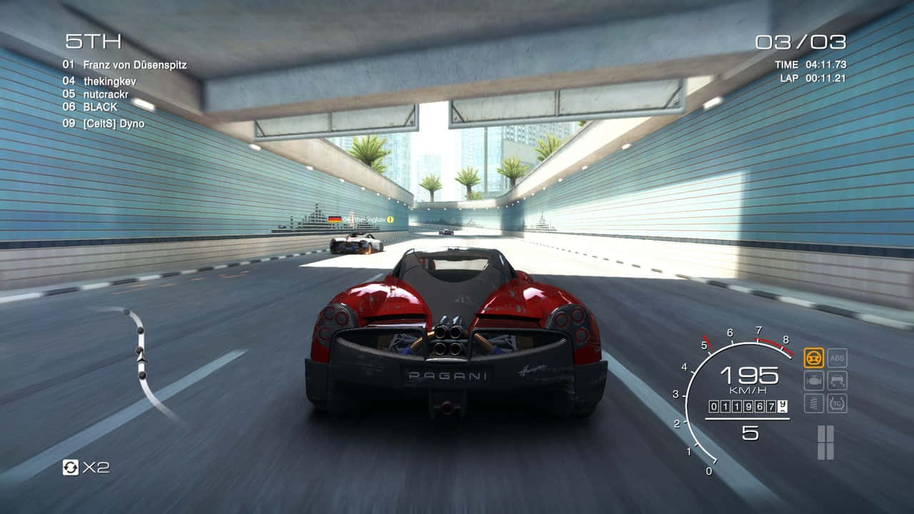 A Car Driving Down A Tunnel In A Game