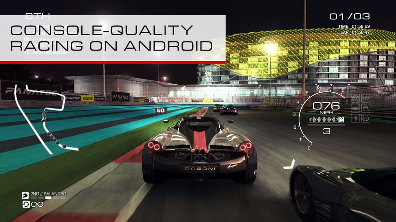 A Car Driving On The Road With The Words Console Quality Racing On Android