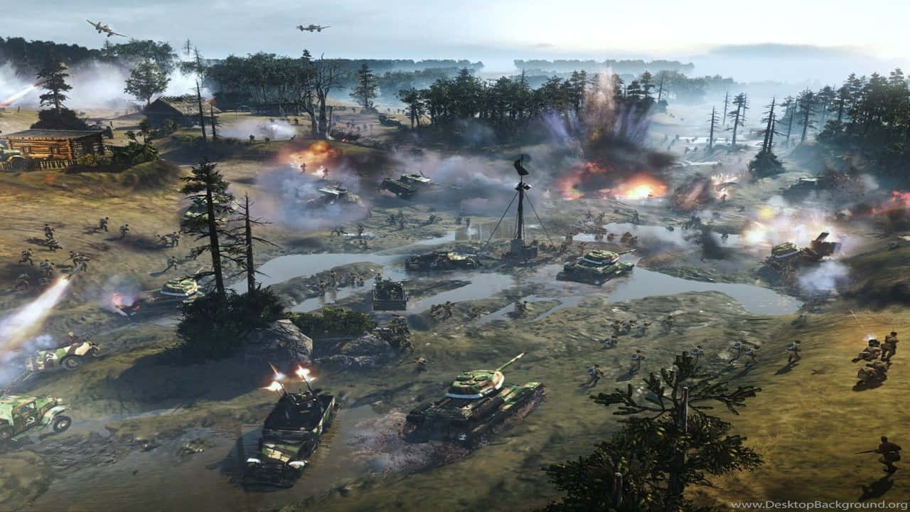 720p High-resolution Wallpaper Of The Popular Strategy Game, Company Of Heroes 2