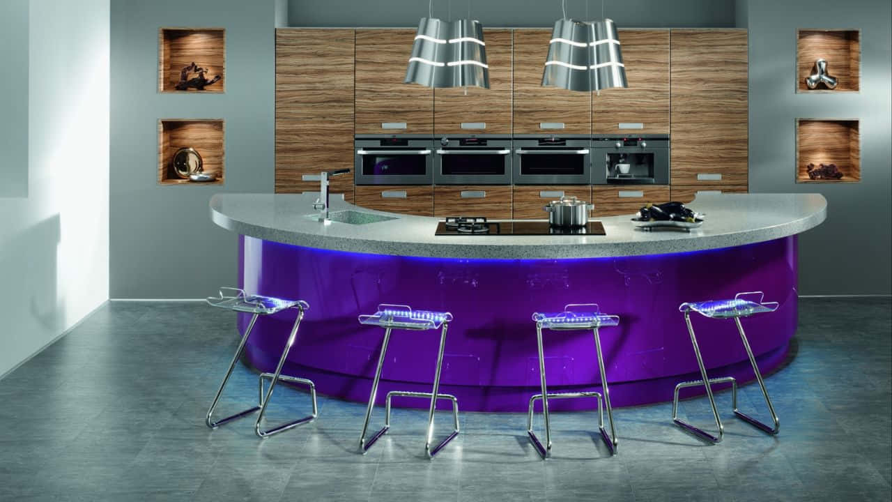 A Purple Kitchen Island