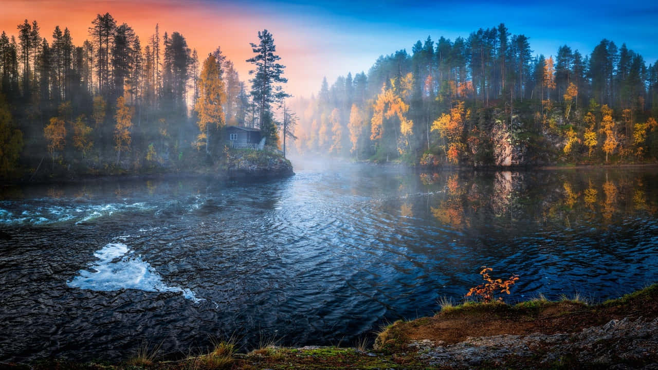 720phintergrundbild Der Natur Mit Flüssen Und Wäldern