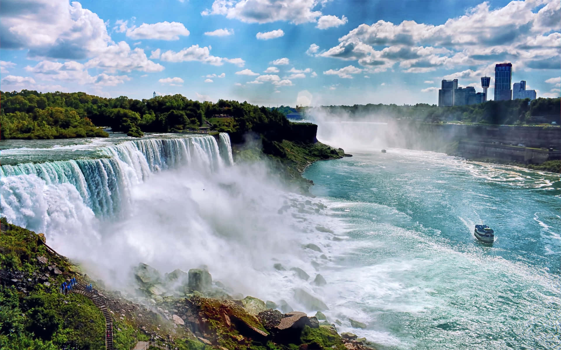 Felfriutsikt Över Niagara Falls Från Den Kanadensiska Sidan.