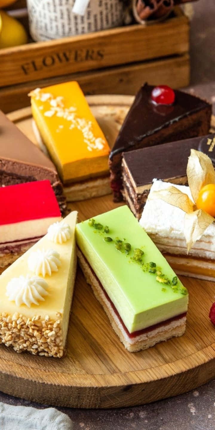 720p Pastries Background Slices Of Different Types Cakes