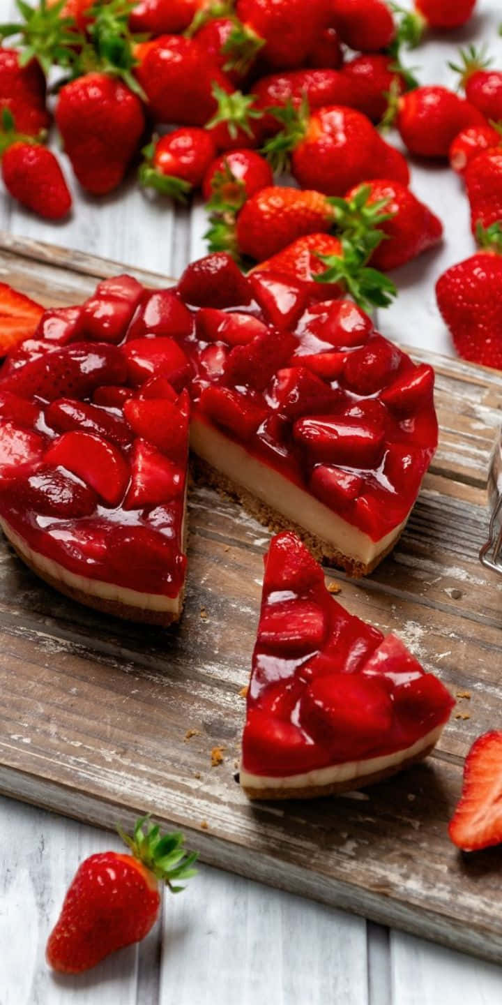 720p Pastries Background Slices Of Strawberry Pie