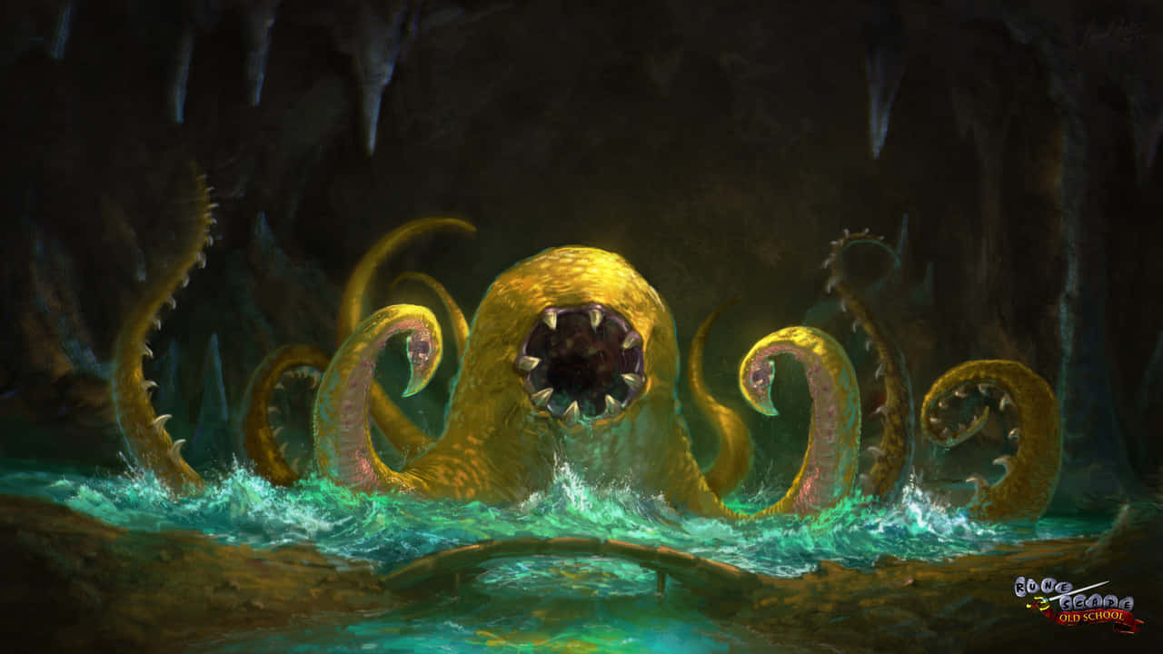 A Large Octopus Is Attacking A Cave