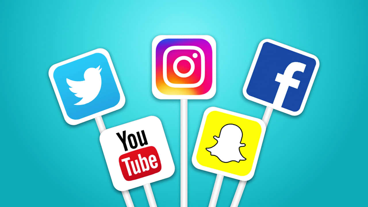 Media Logos On Sticks 720p Social Background
