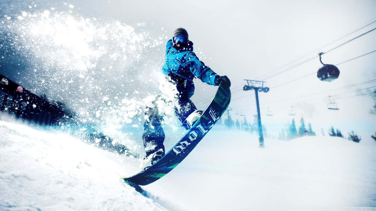 Landskab Blå Skiing 720p Sports Baggrund:
