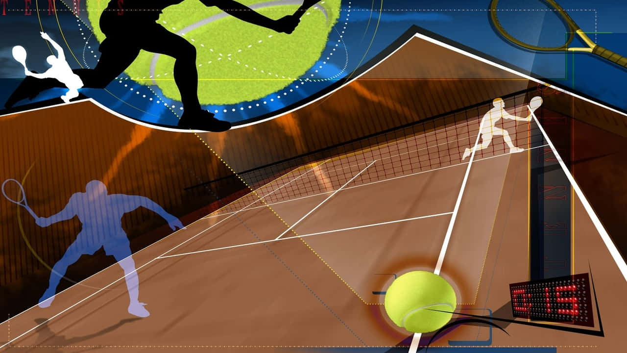 Einspieler Bereit, Während Eines High-definition-tennisplatz-matches Zu Dienen.