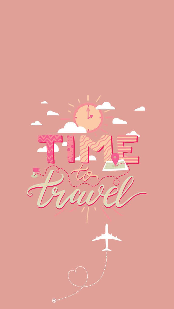 720p Travel Background Time To Travel Pink Art Background