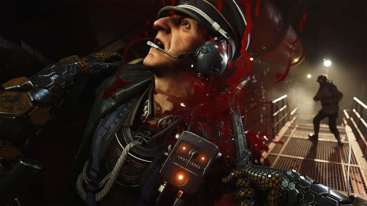 Feel the power of Wolfenstein II with this high-resolution game background