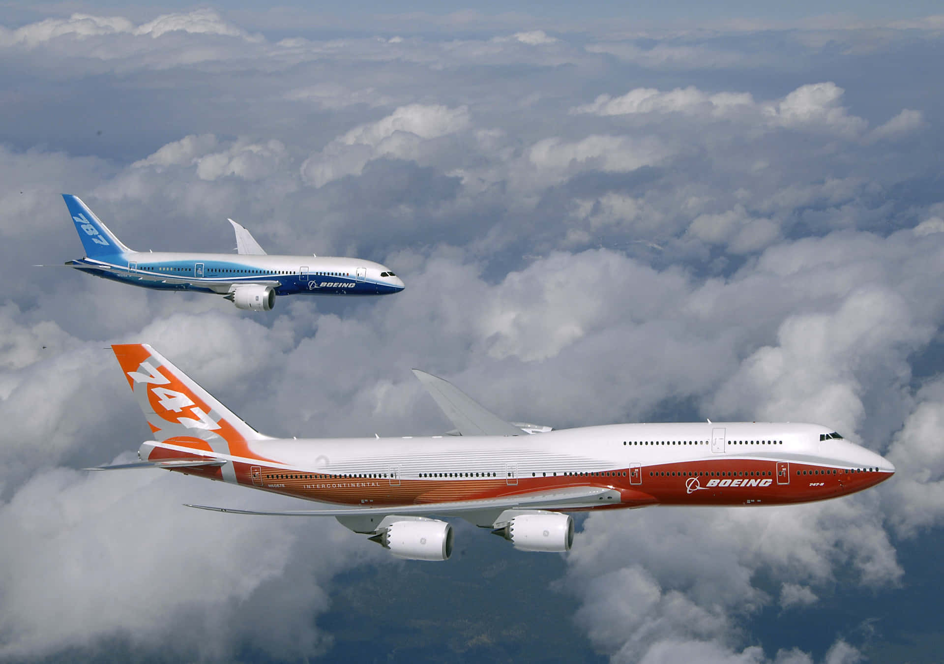 Umavista Impressionante De Um Avião Boeing 747. Papel de Parede