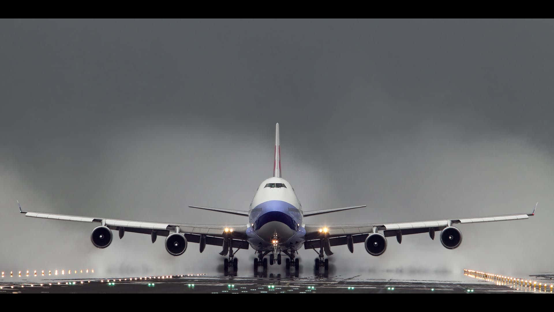 747flugzeug Beim Starten Wallpaper