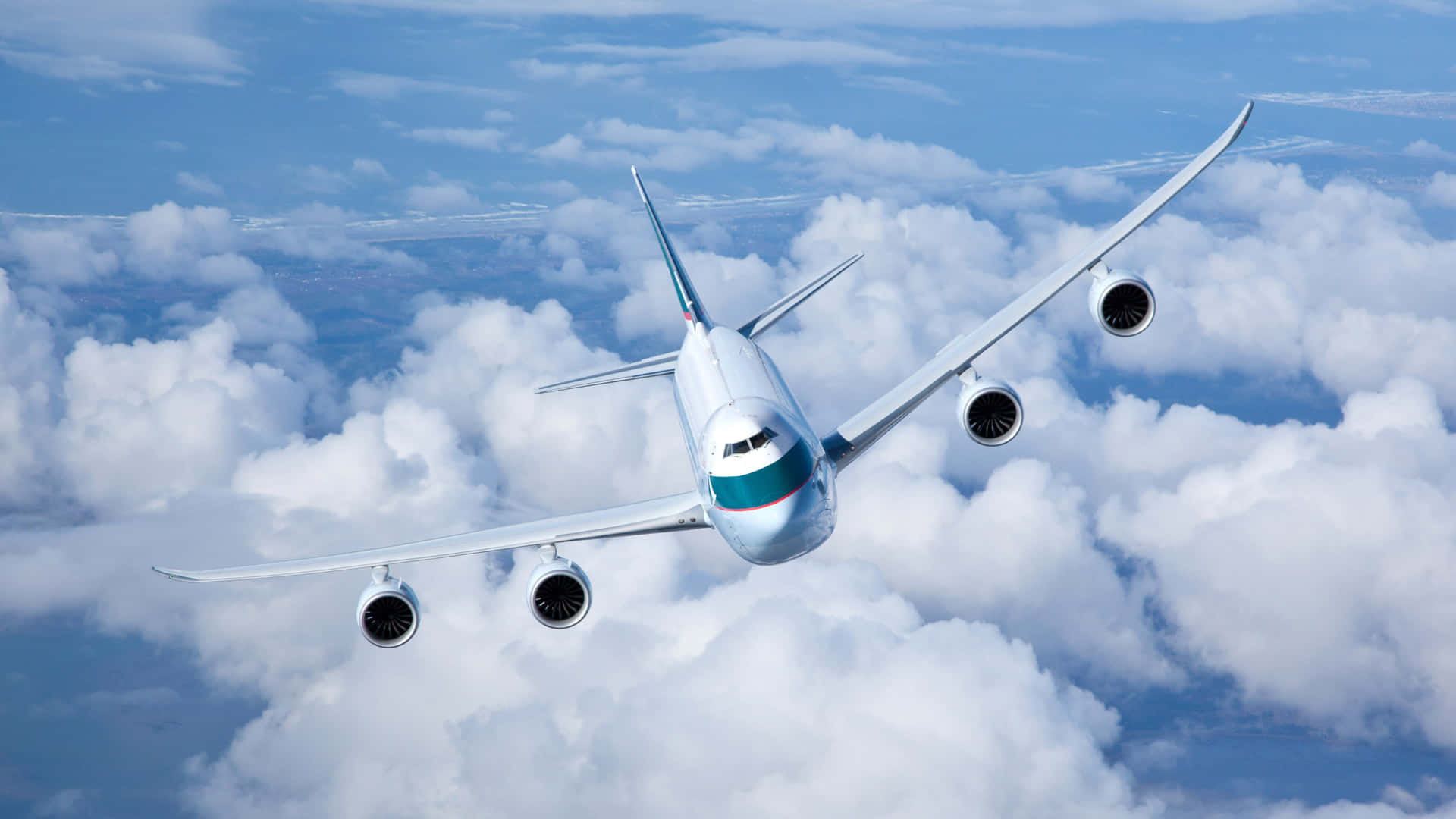 Flygrunt Världen Med Ett Boeing 747-flygplan. Wallpaper