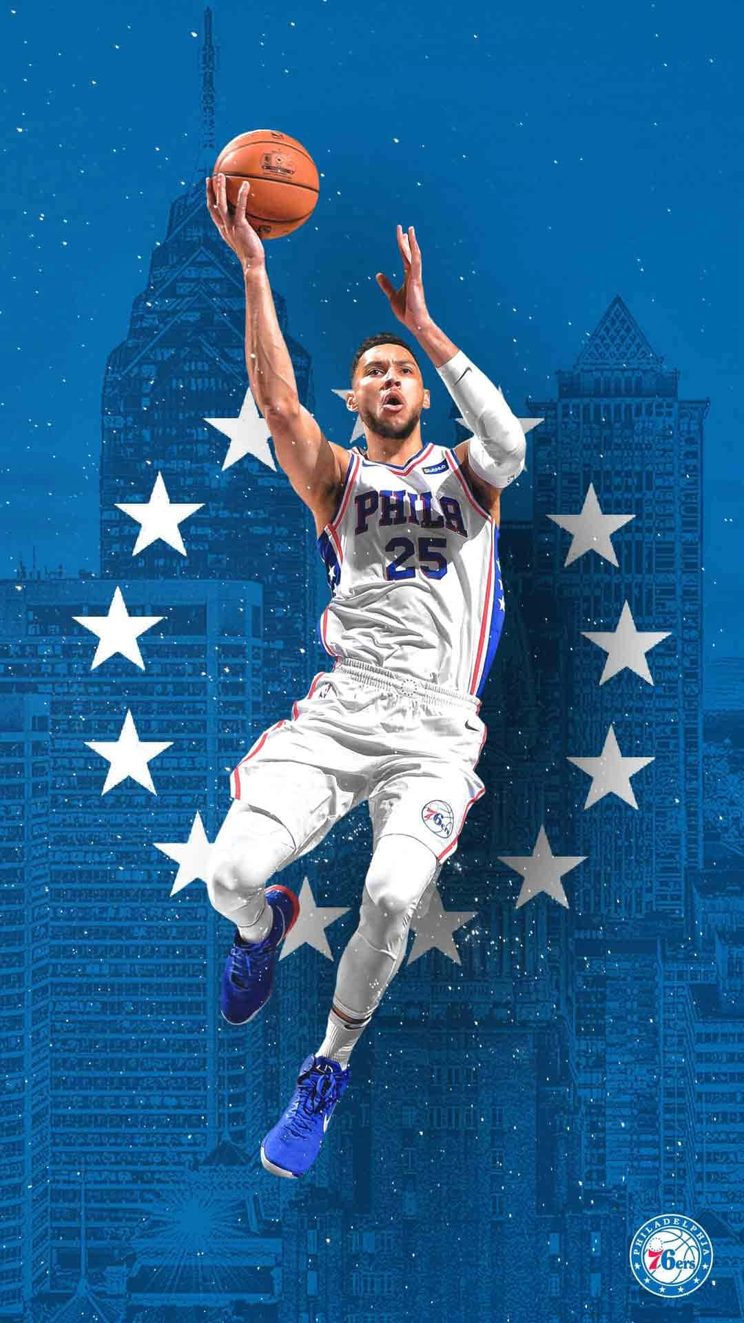 Enjoy 76ers games with friends on your iPhone Wallpaper