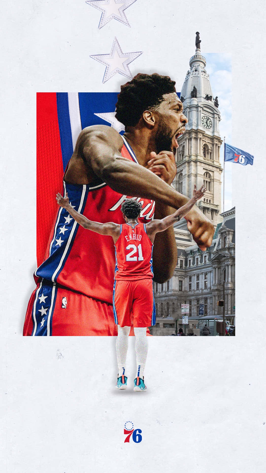 Show your Philadelphia 76ers team spirit with this exclusive team-branded iPhone Wallpaper