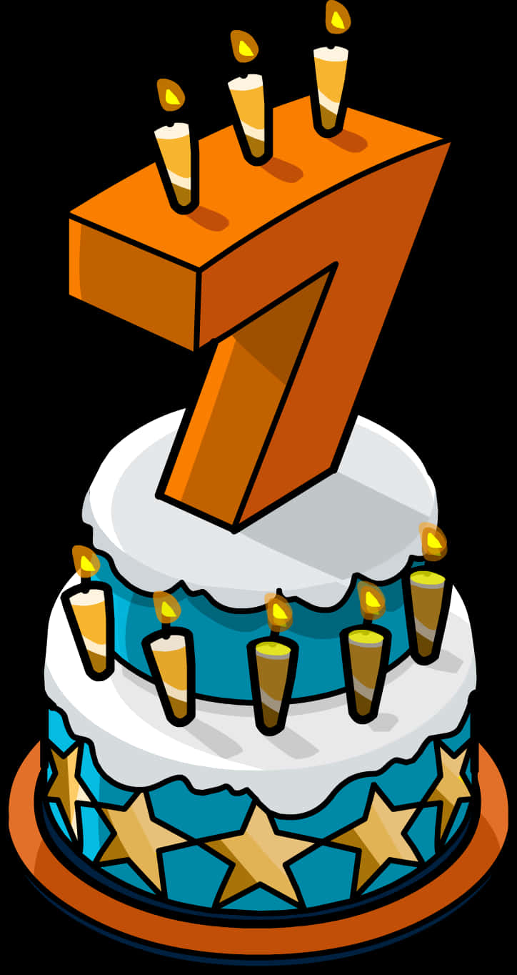 7th Birthday Celebration Cake PNG