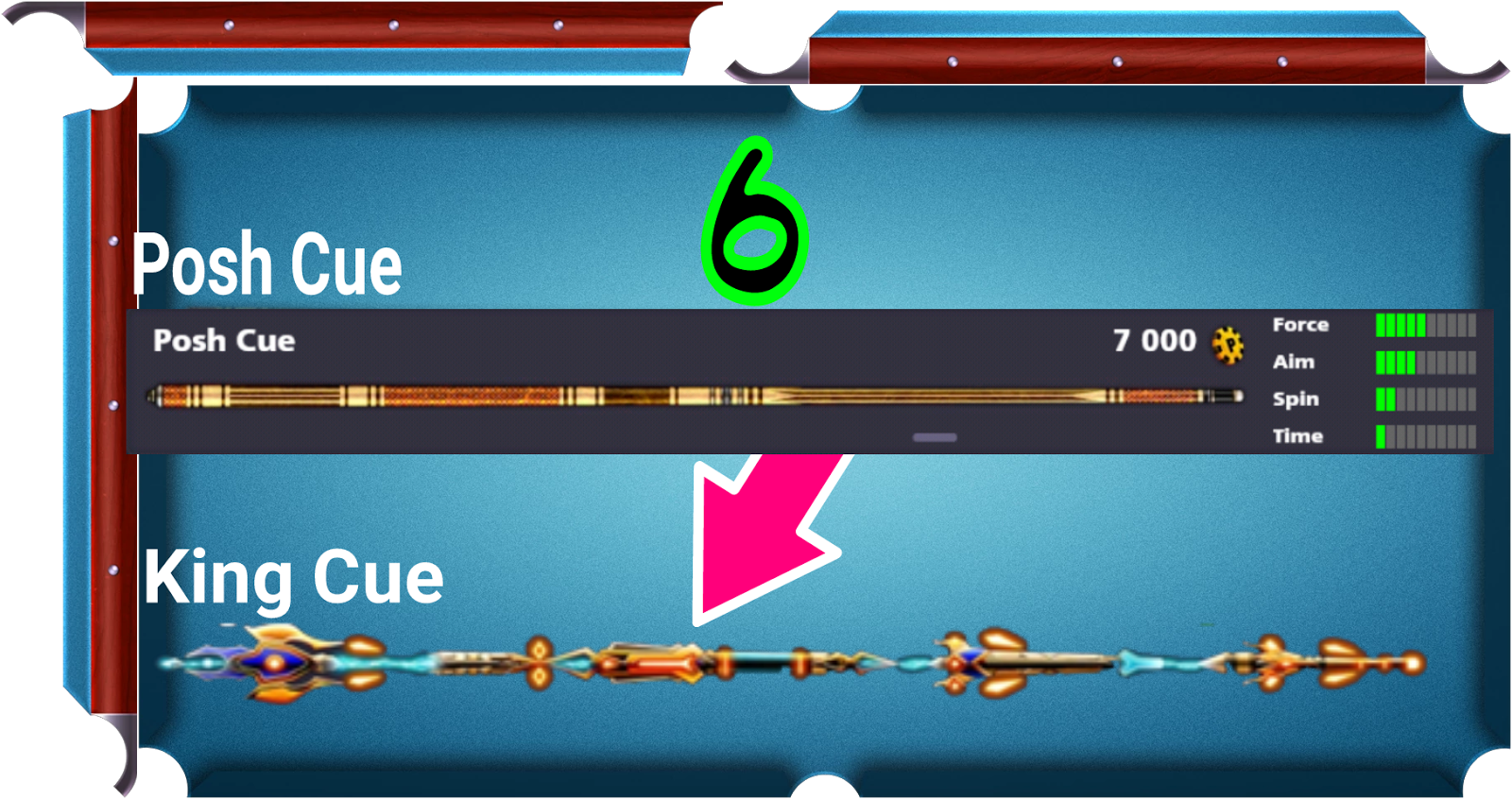 8 Ball Pool Cue Selection PNG