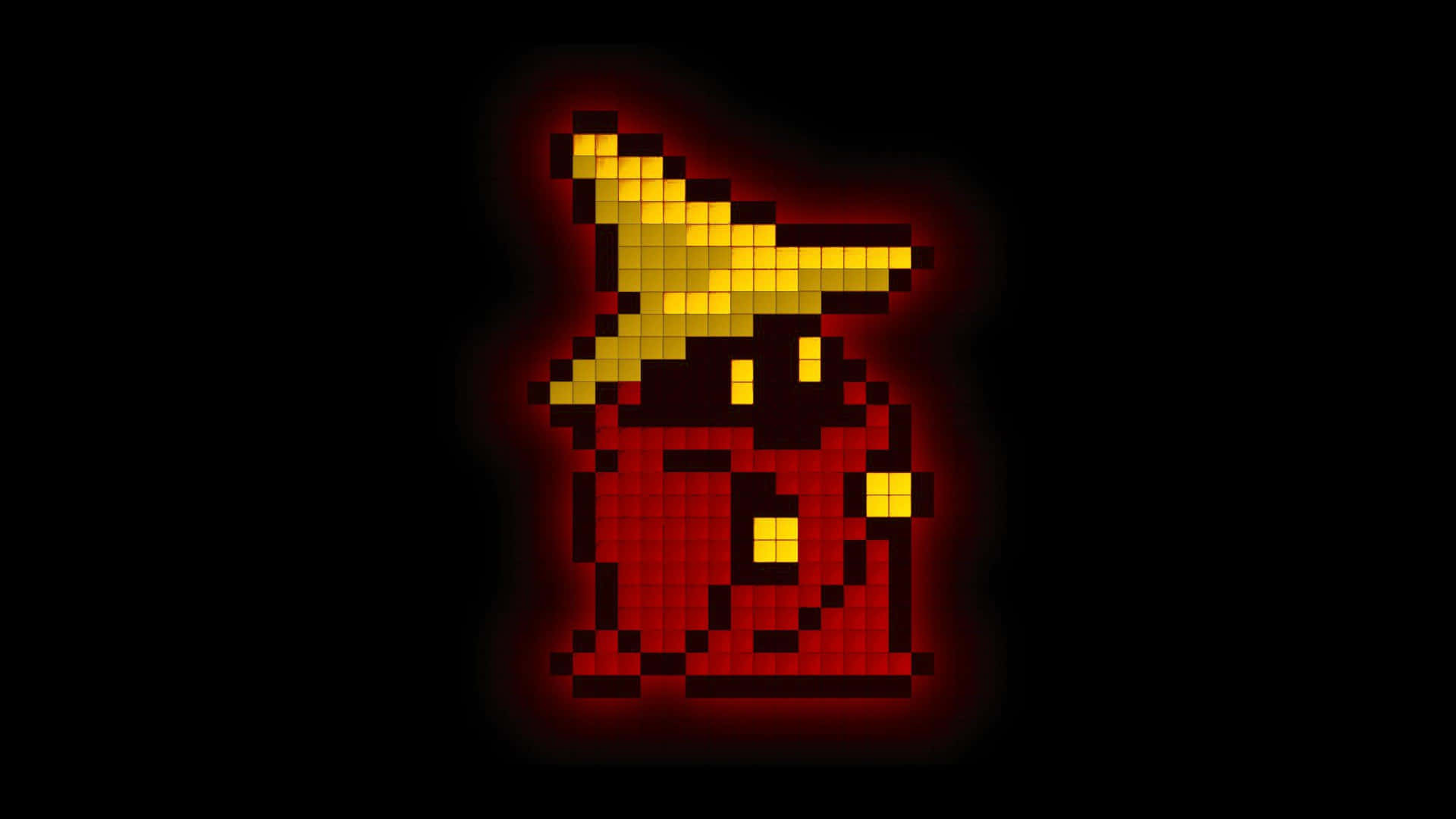 Einpixelkunstbild Mit Einem Roten Hut Mit Einem Gelben Hut.