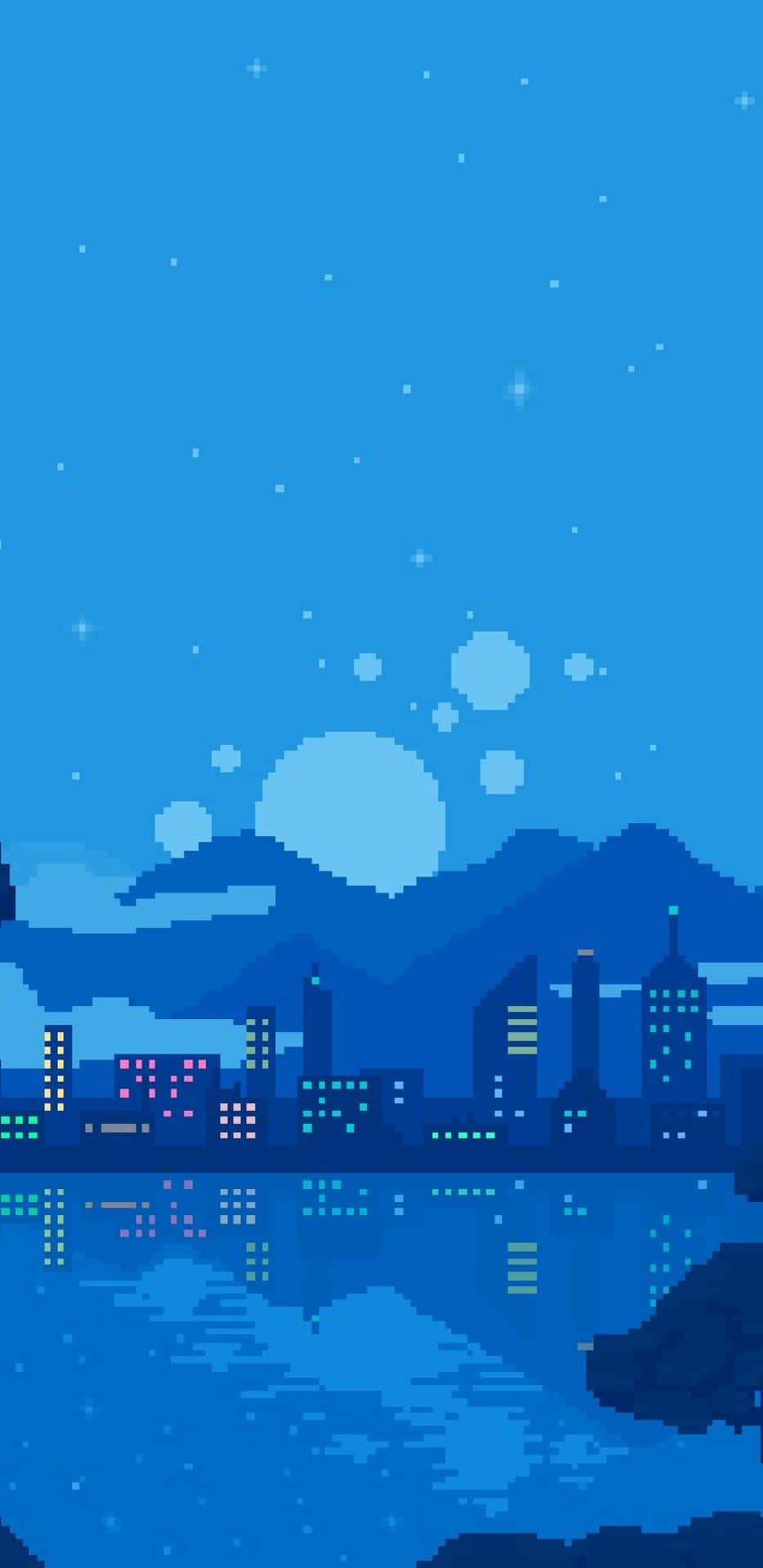 Pixelkunststadtnachthimmel
