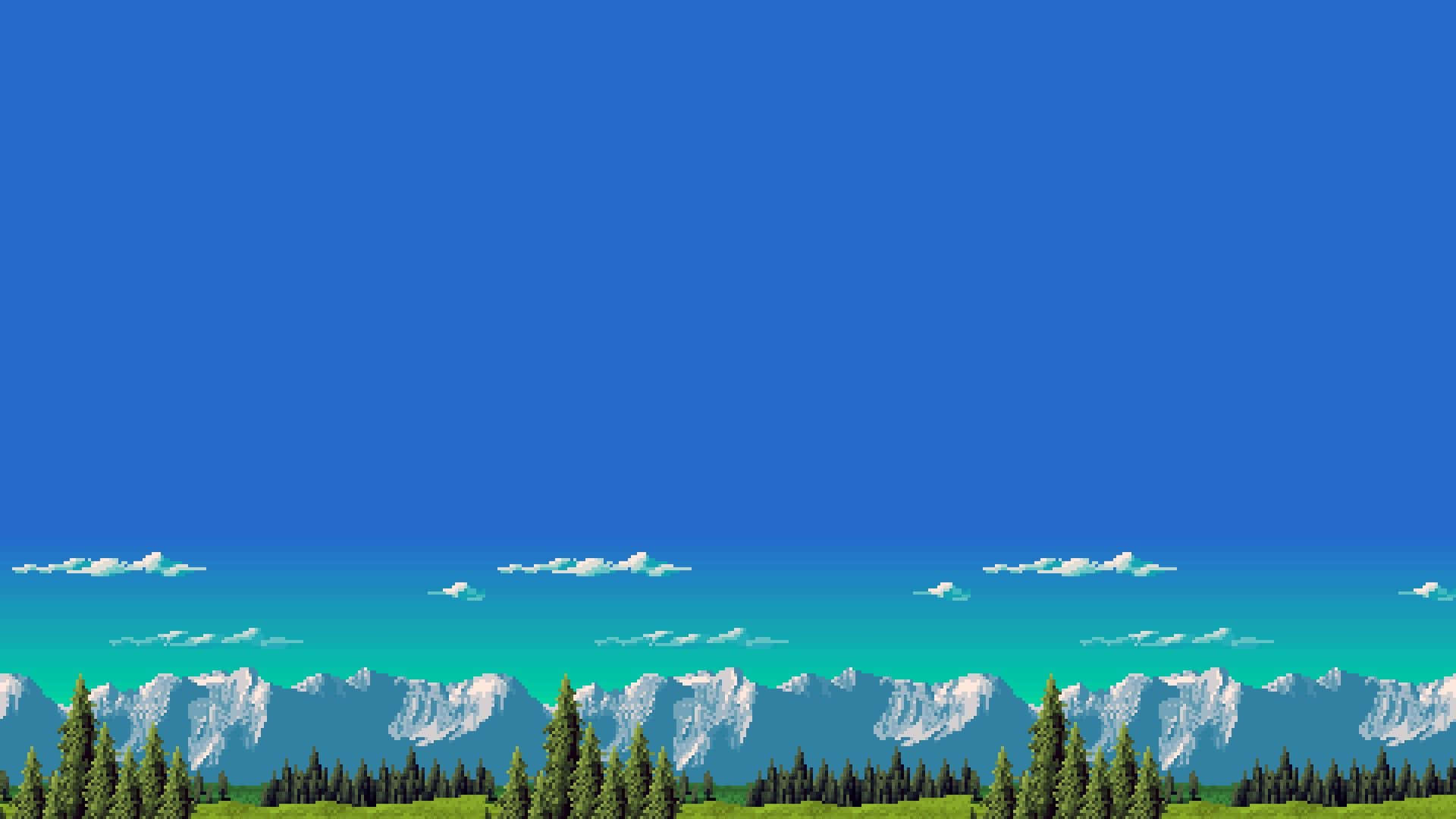 A Snes Game With Mountains And Trees