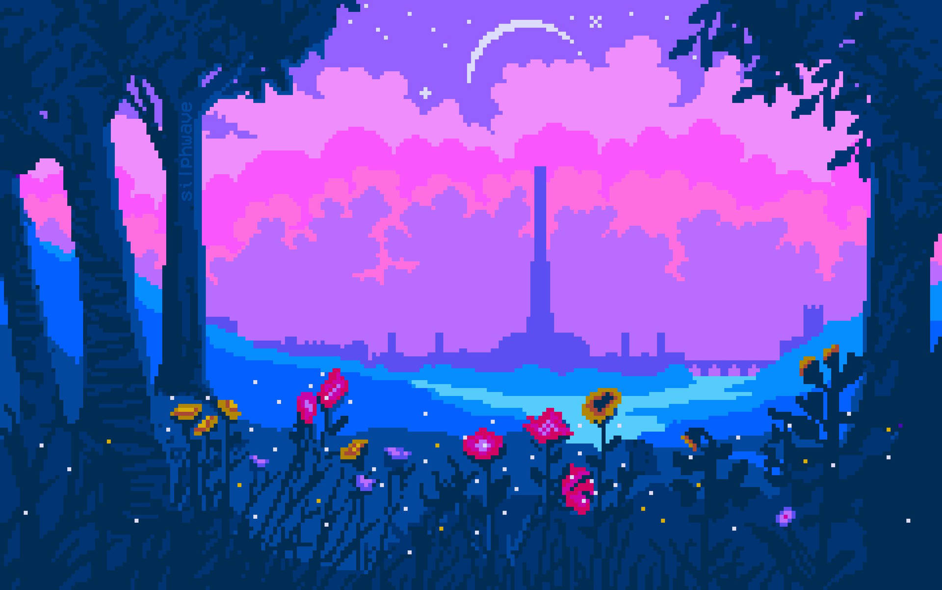 Download 8-bit Factory Forest Cute Aesthetic Pc Wallpaper