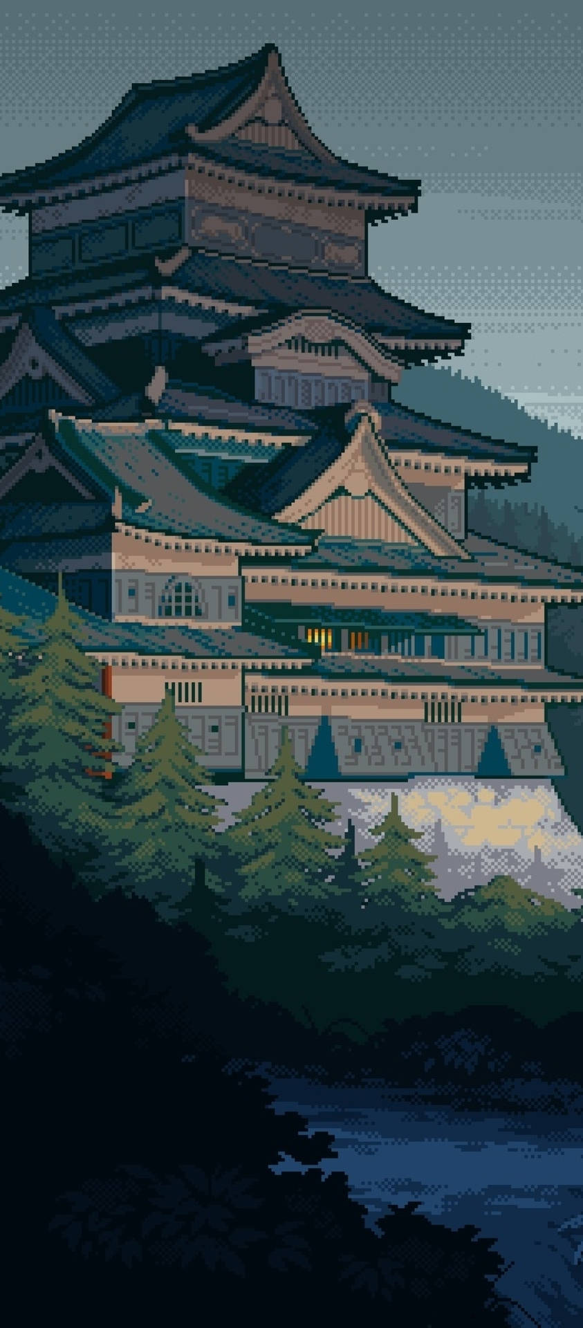 8 Bit Japan Palace Pagoda Wallpaper